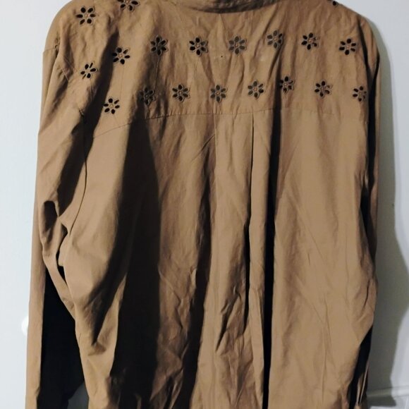 Chocolate Brown Size 3X Long Sleeve Blouse - Picture 2 of 8